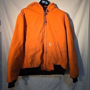 Carhartt Men's Bright Orange Hooded Jacket Thrashed Hunting XL